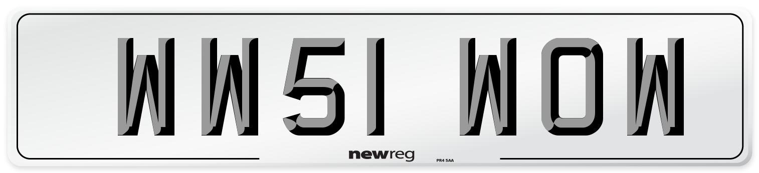 WW51 WOW Number Plate from New Reg